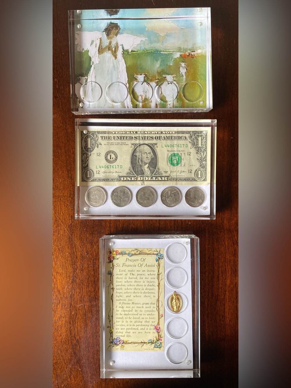 Magnetic Glass Frame Set (3) for Photos, Coins or Medals